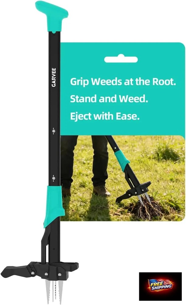 Garvee 40" Long Handle Stand Up Weed Puller - 4-Claw with Ejector Gardening Hand