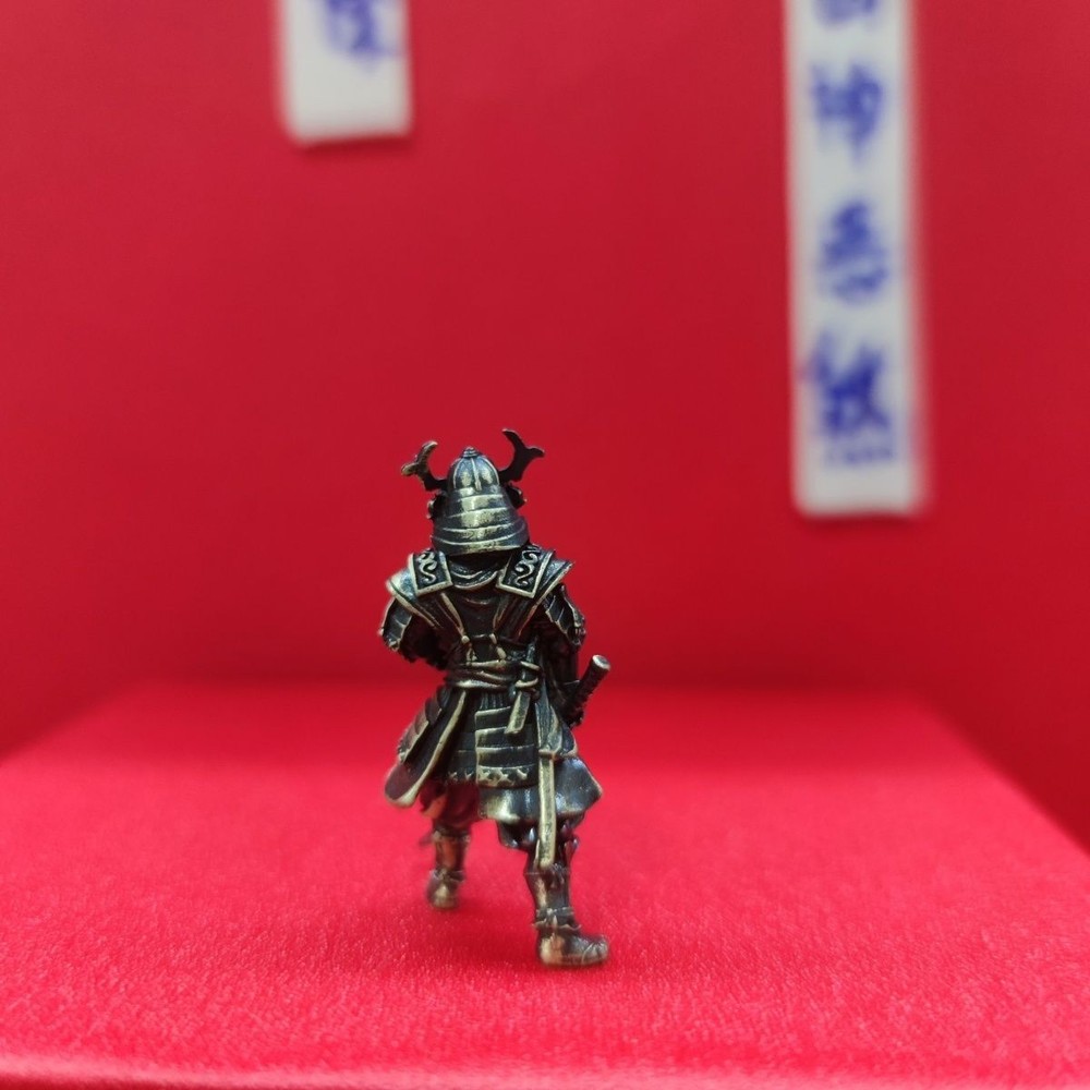 1PC Black Solid Bronze Slash Samurai Ancient Soldier Statue Piece Crafts New