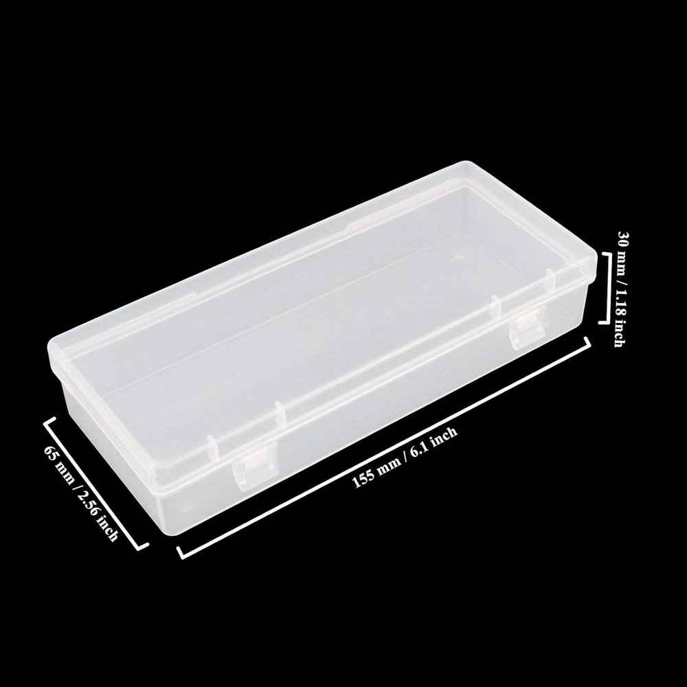 6 Pack Rectangular Clear Plastic Storage Containers Box with Hinged Lid for Bead