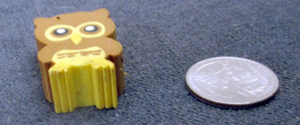 2 Baier Schneider Rubber Owl Erasers - 1¼" tall