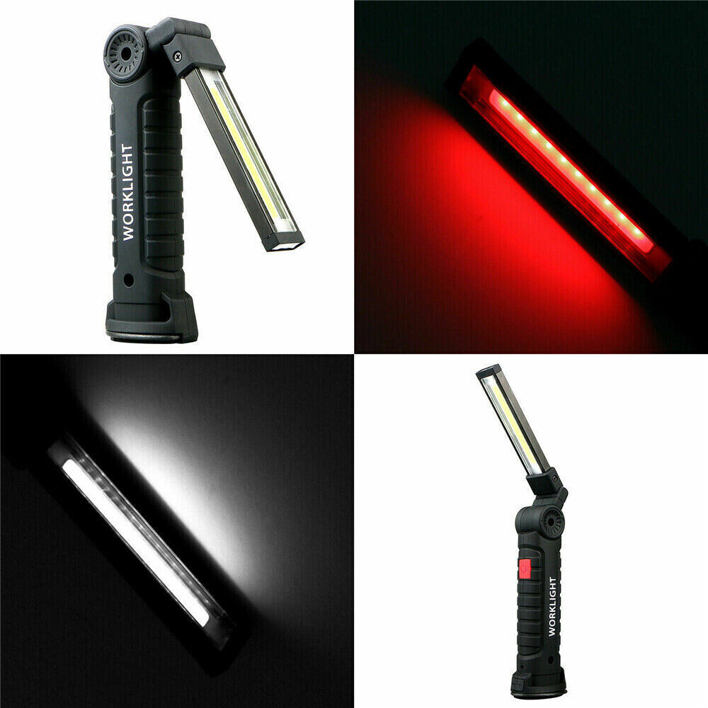 2PCS Work Light LED COB Mechanic Flashlight Lamp Rechargeable Magnetic Base Hook