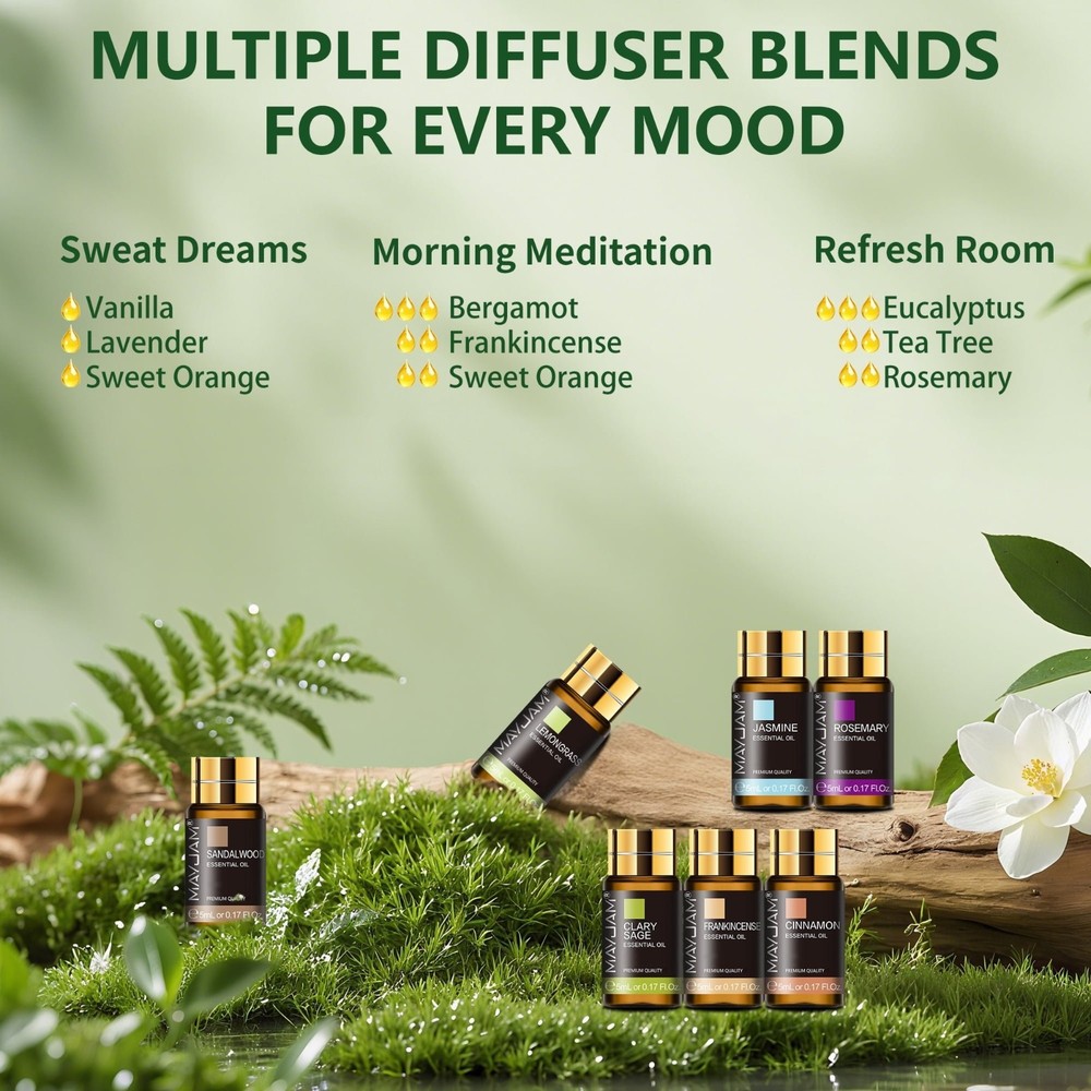 MAYJAM Aromatherapy Essential Oils Set 20 Pack 5ml for Diffuser & Skin Care