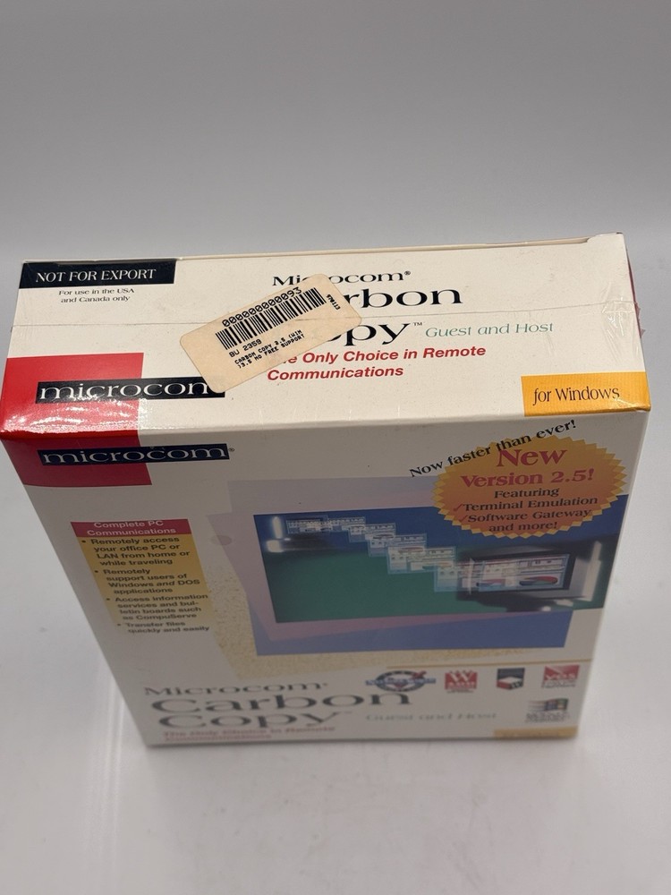 Microcom Carbon Copy v2.5 Remote in, copy files over LAN for Windows 3.1 (1993)