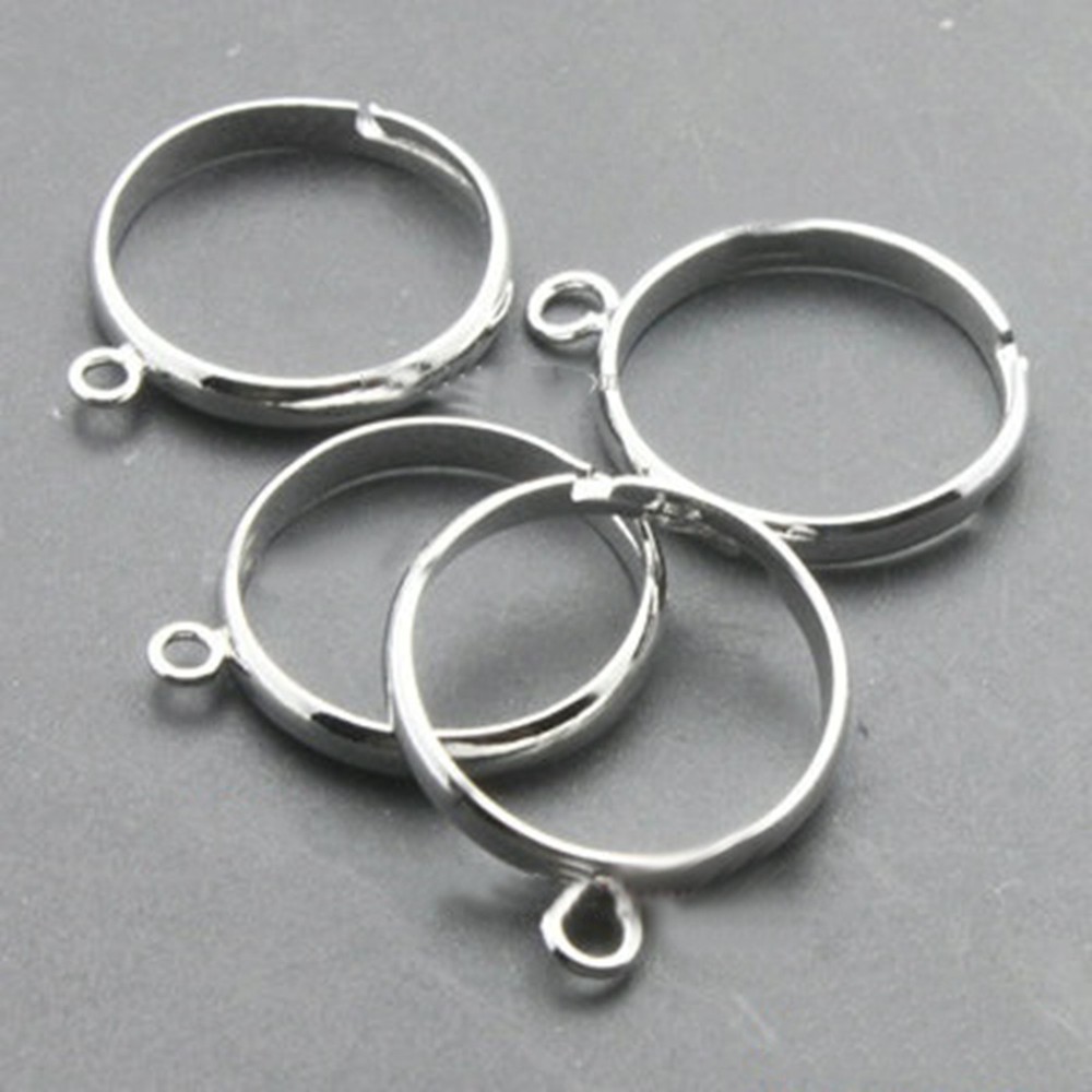 20Pcs Silver Gold Tone Brass Base Adjustable Ring Blanks With Loop Ring Making