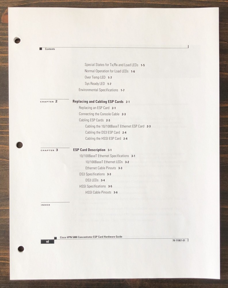 Cisco Systems - Cisco VPN 5000 Concentrator ESP Card Hardware Guide (2001)