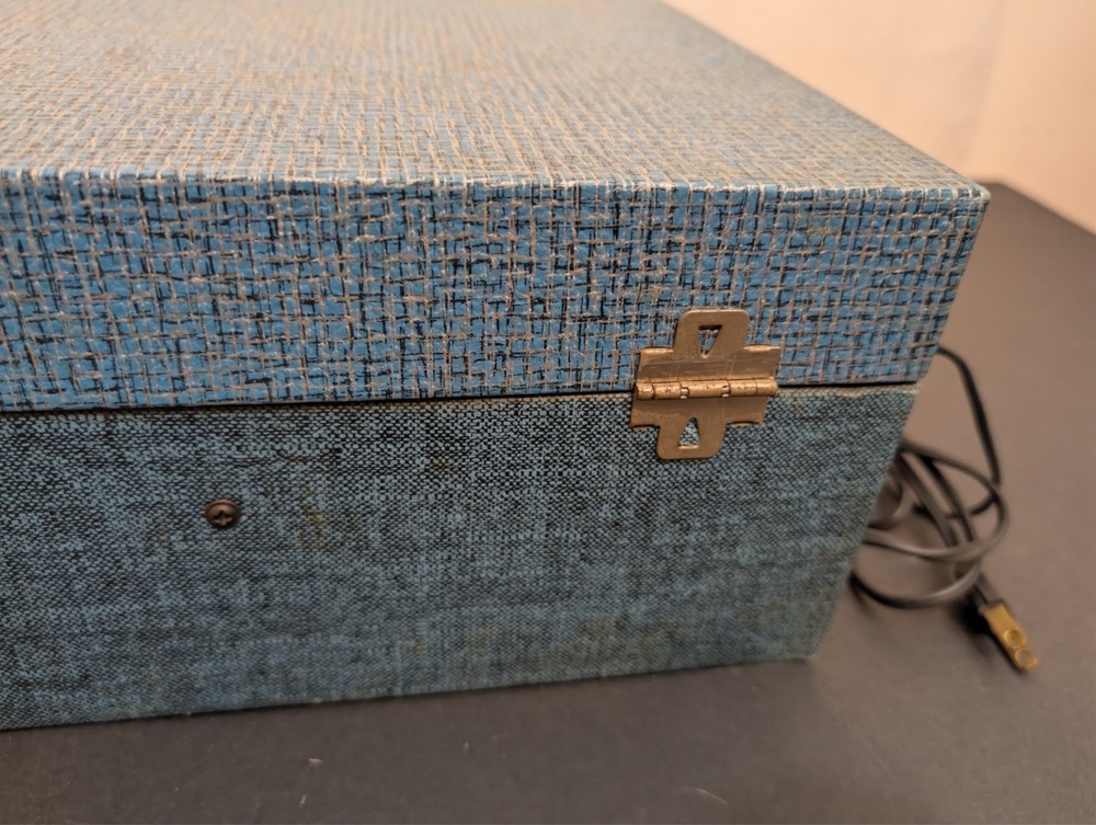 VTG Decca Portable Record Player Solid State Tested & Works Great See Video Blue