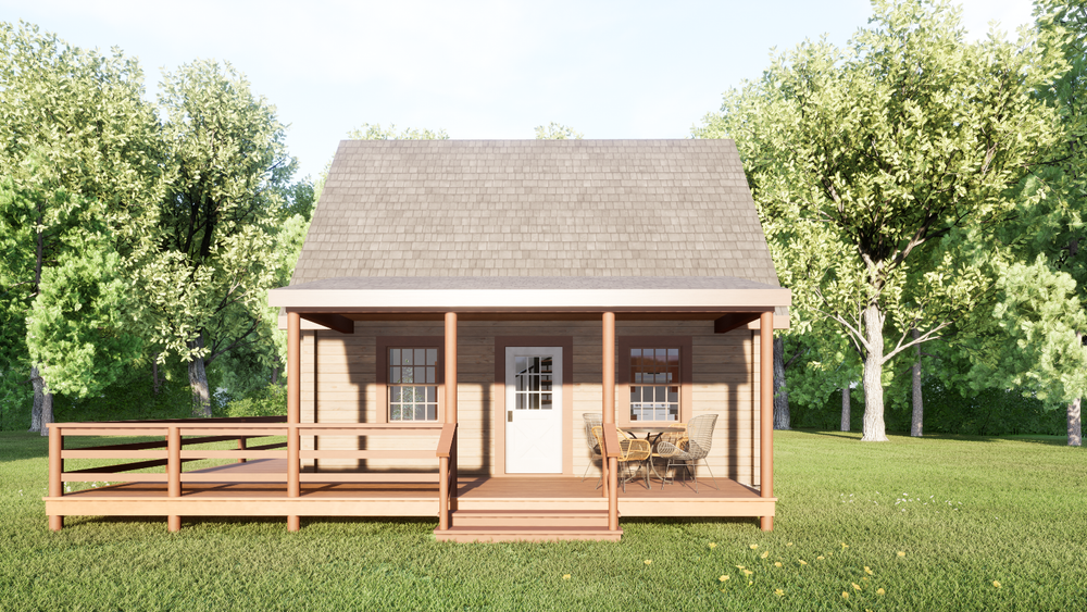 Custom Tiny Cabin House Plan with Quality 3D images and PDF Blueprint Drawings