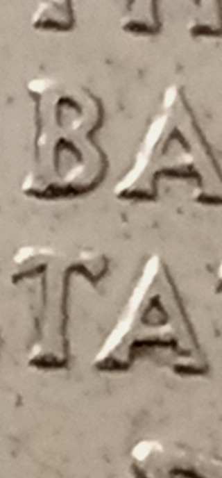 2000 D Massachusetts State Quarter with striking errors, Doubling on Letters.