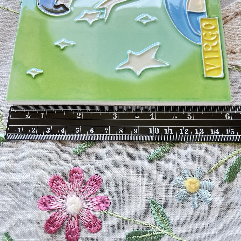 Green Astrological Virgo Ceramic Tile