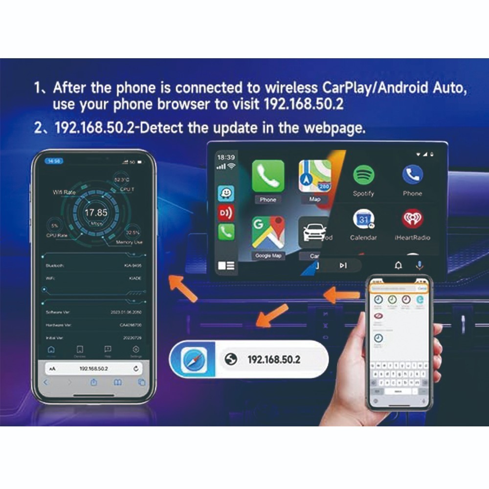 2 in 1 Bluetooth WIFI Convert Wired CarPlay Adapter to Wireless Android Auto