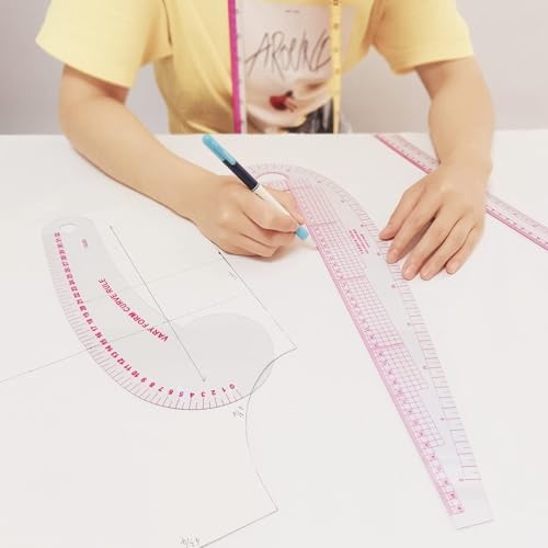 French Curve Ruler for Pattern Making, 15 Pieces Clear Sewing Ruler Set for