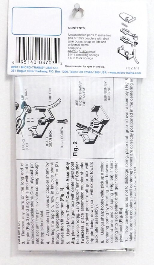 N Scale Micro Trains 102012 Brown Unassembled RDA Universal Body Mount Couplers