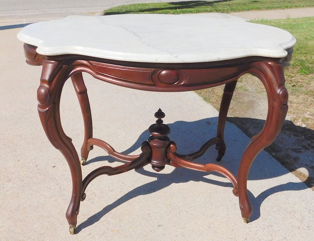 Walnut Victorian Marble Top Table circa 1860
