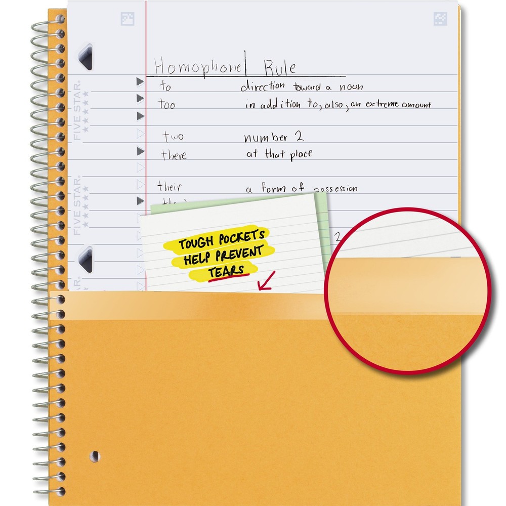 5 Subject Wide Ruled Notebook Plus Study App,8" x 10.5",Purple,200 Sheets