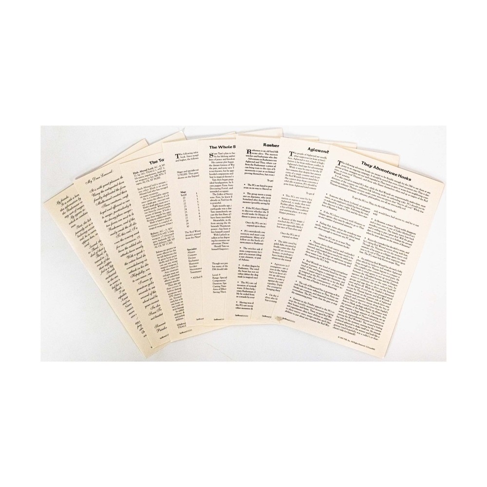 TSR Forgotten Realms Misc Spellbound - Reference Cards Only! VG+