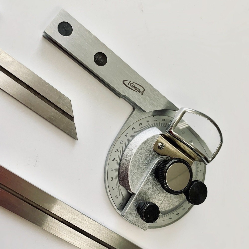 Universal Bevel Protractor With 6" And 12" Blades, Stainless, Case