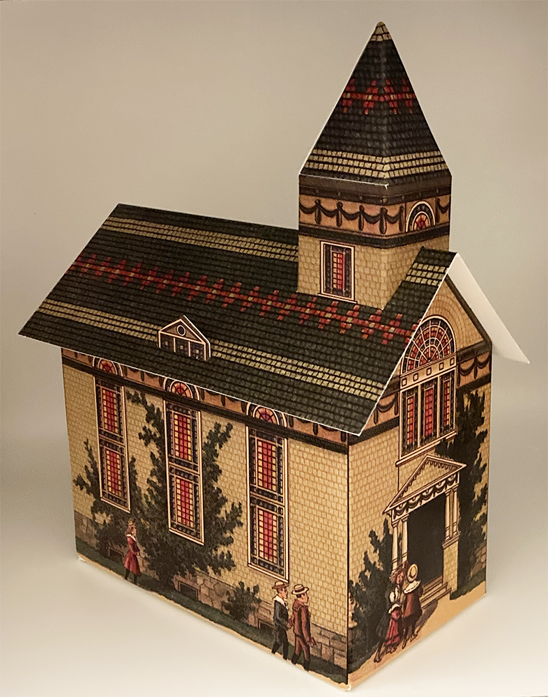 6 House Shaped Gift Boxes - Church, School, Firehall, Blacksmith - Christmas