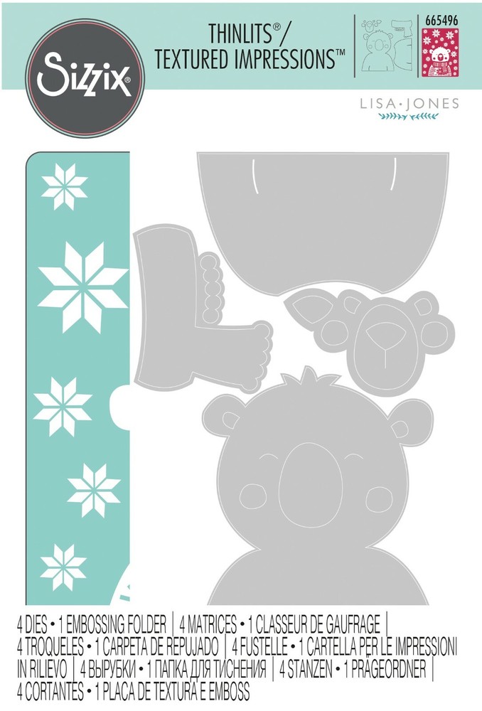 Sizzix Thinlits Cozy Bear 4pc set + emboss #665496 Retail $14.99 by Lisa Jones