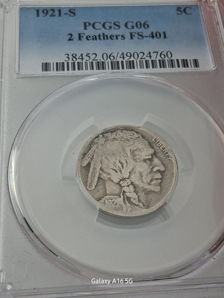 1921 S PCGS G06 2 FEATHERS FS 401