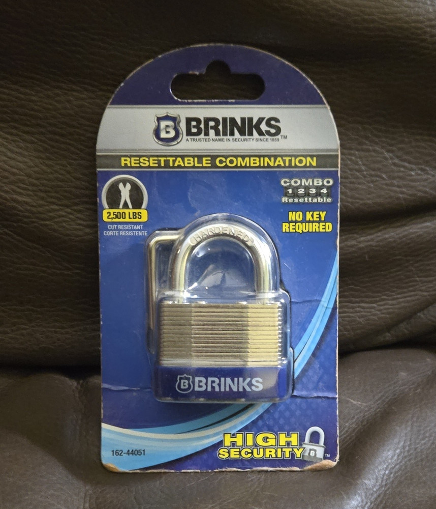 Brinks Resettable Combination Padlock High Security 162-44051 Silver Blue