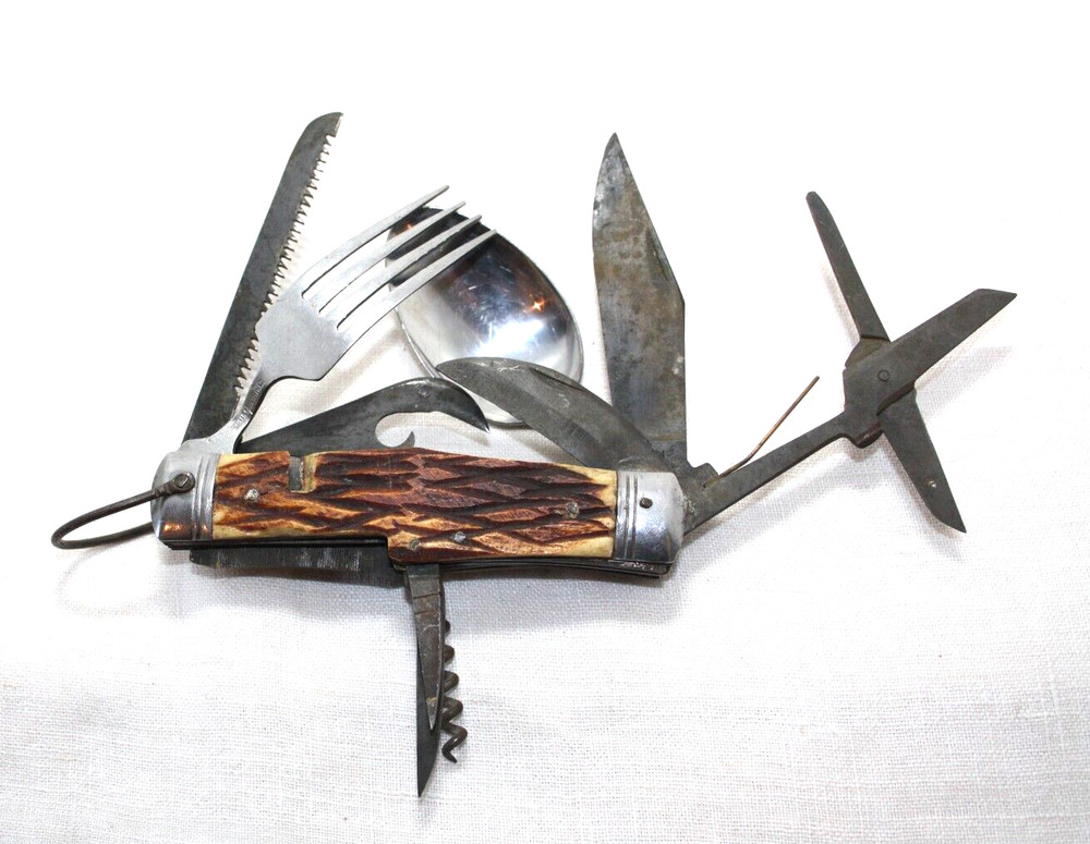 Knife Antler Handle Tools Utensils Steel Blades Stainless Fork Spoon