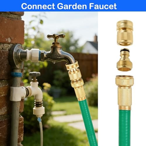 Garden Hose Quick Connector, Solid Brass 3/4 Inch GHT Thread Style 1 - 4 Set