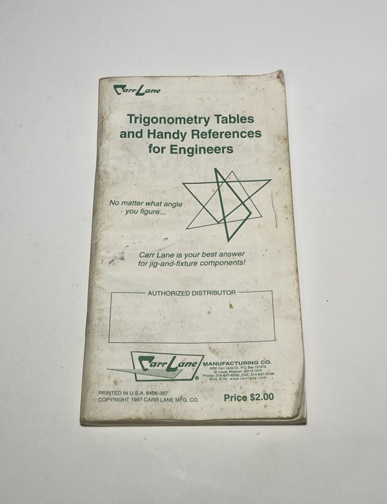 Carr Lane Trigonometry Tables and Handy References for Engineers 1997
