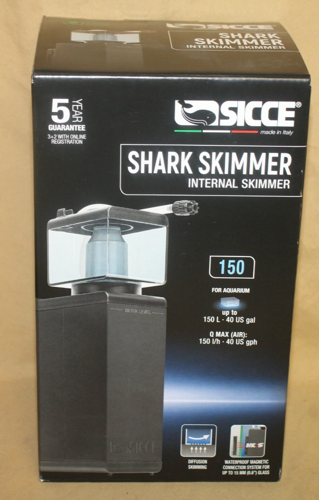 Sicce Shark Skimmer 150 Internal Filter 40 Gal. - NEW