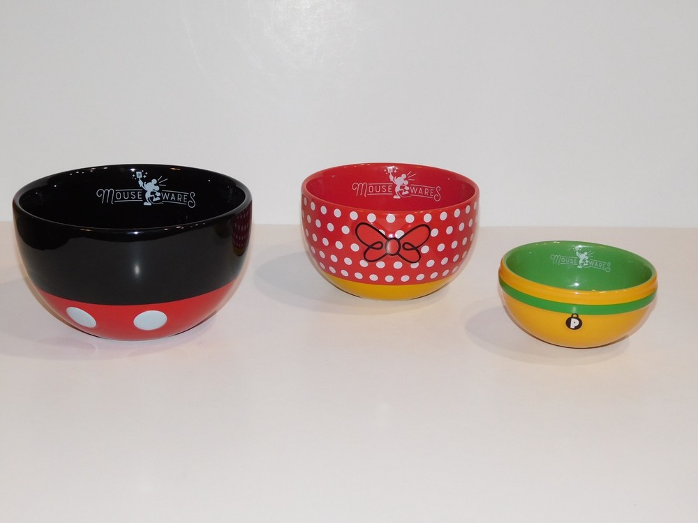 Disney Parks Mickey Mouse + Minnie Mouse + PLUTO Mousewares Ceramic BOWL Set