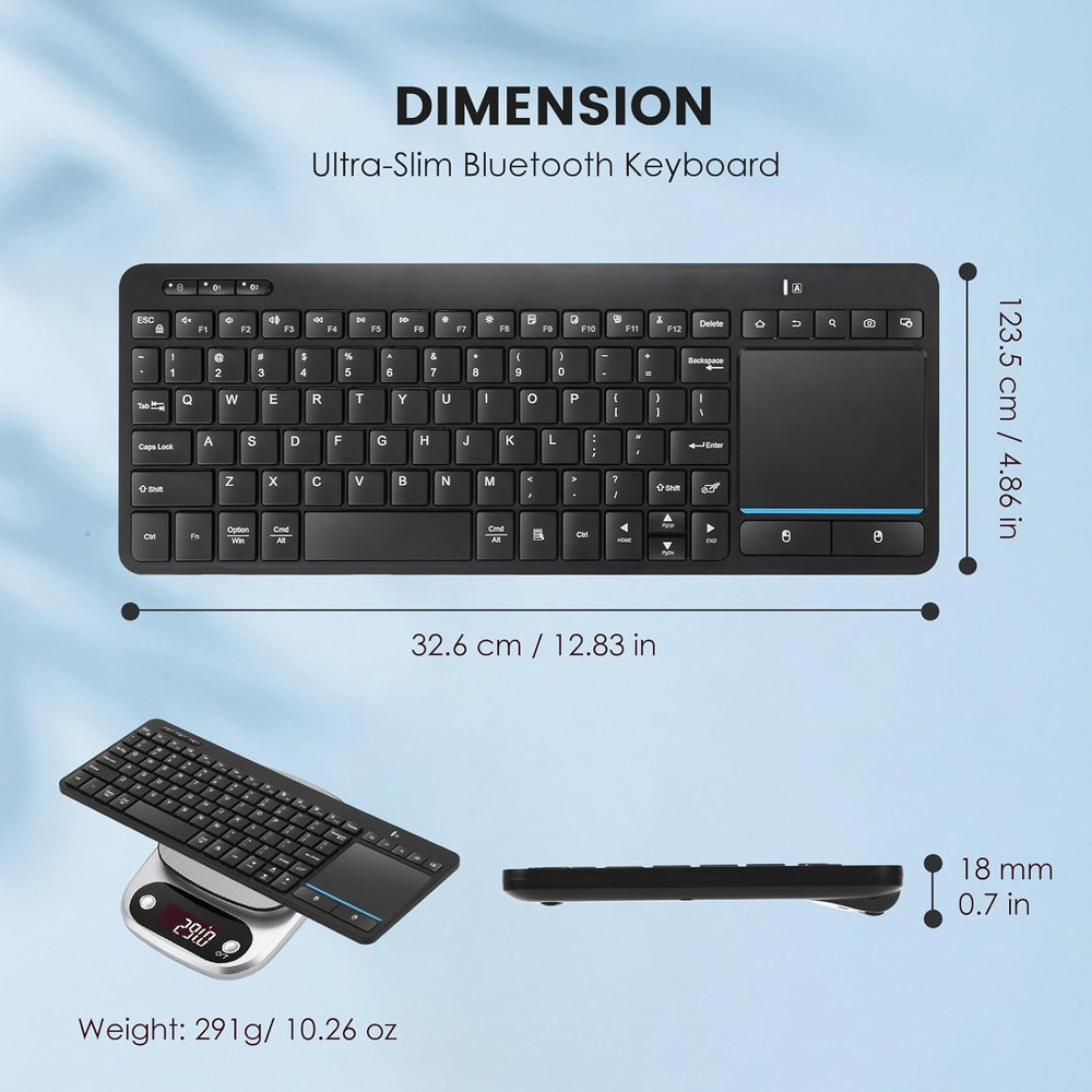 Multi-Device Wireless Bluetooth Keyboard with Touchpad-Wireless Keyboard with Mu