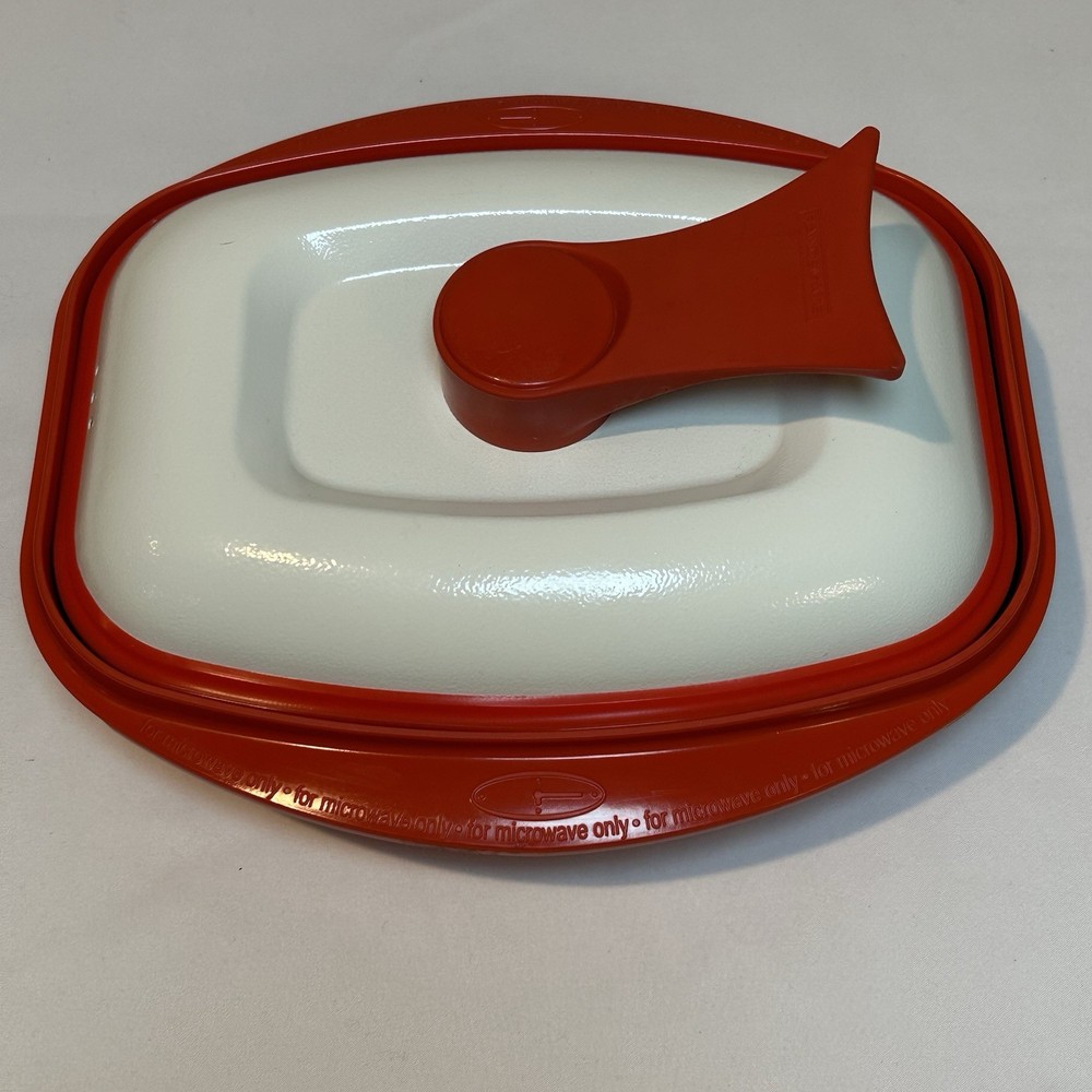 Range Mate Microhearth Orange Microwave Grill Pan & Lid Rectangular W/ Booklet