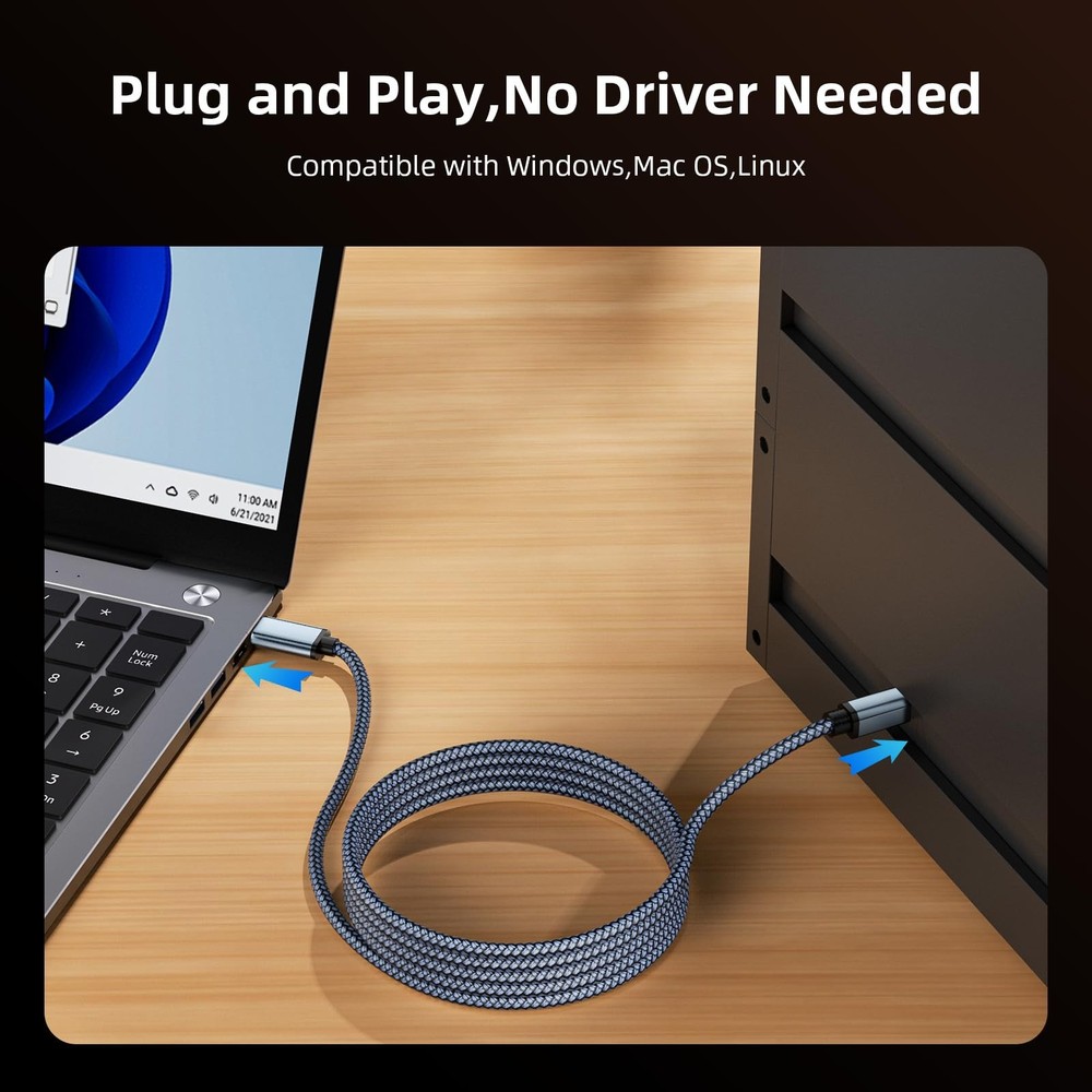 Printer Cable USB B to C 5ft, Nylon Braided Type B C 5 ft, Grey