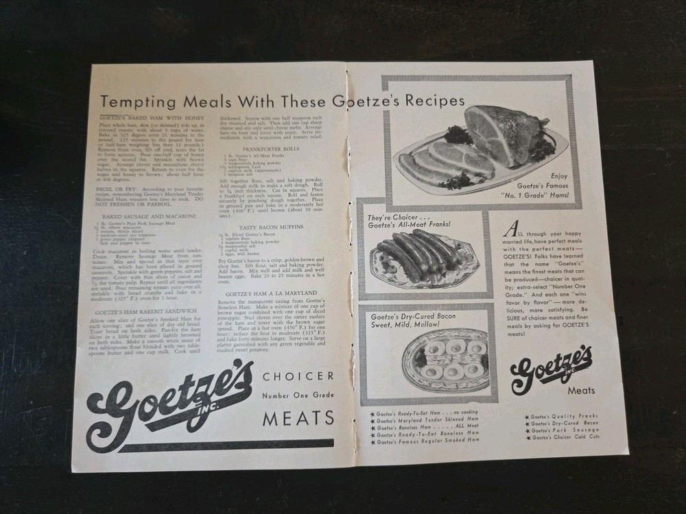 Goetze's Meats Baltimore Vintage Print Advertisement