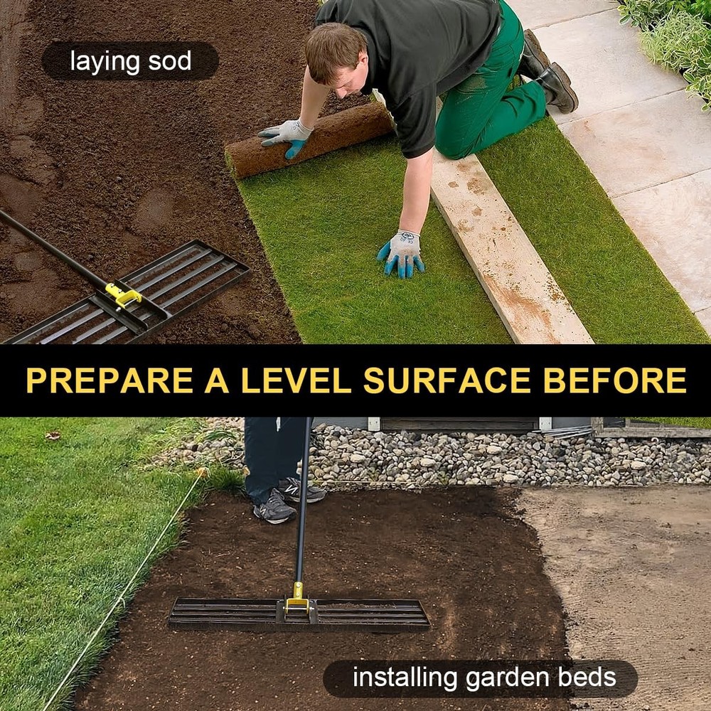 Lawn Leveling Rake 31'', Hefty Lawn Leveler Rake for Grass Soil, Leveling Rak...