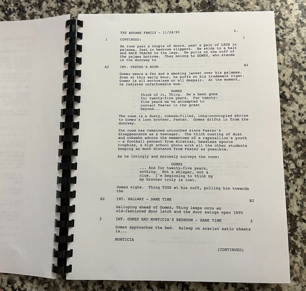 Addams Family Horror Movie Script Reprint Full Screenplay Script