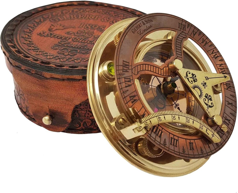 Brass & Copper Tabletop Sundial Compass==