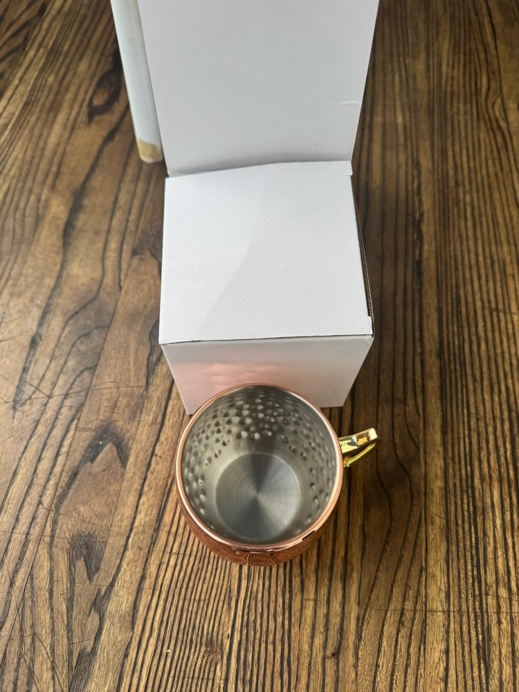 Moscow Mule Copper Mug Hammered Stainless Steel Lined with Handle