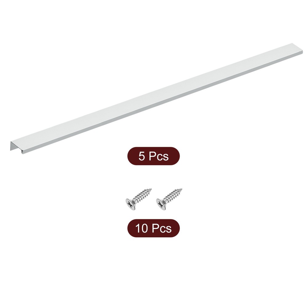 Cabinet Edge Finger Pull, 5pcs 600mm / 23.62" Hidden Cabinet Pulls, Silver