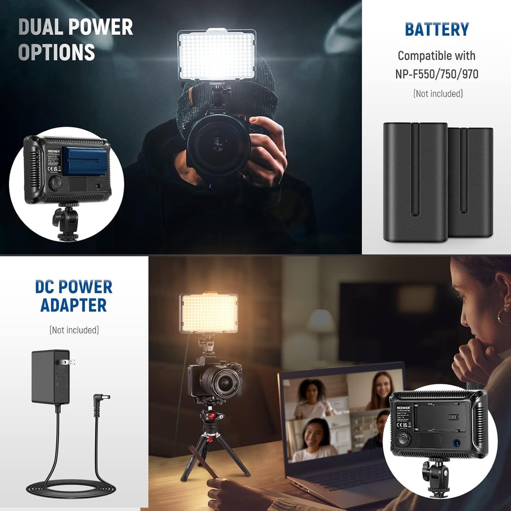 Camera Video Light Photo Dimmable LED Panel with 1/4" Thread for Canon, Nikon