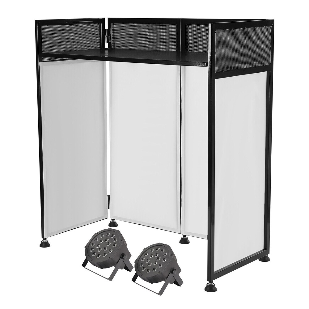 DJ Event Booth Facade with LED Lights, Portable Table & Adjustable Scrims