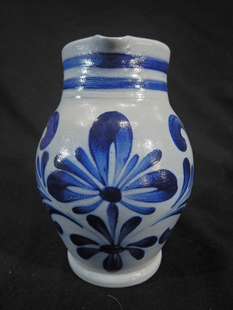 PITCHER  Cobalt Blue & Gray  Salt-glazed Germany 1 Liter