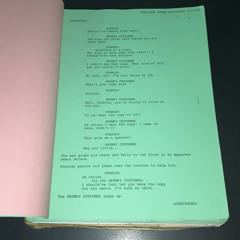 KILL THE MAN (7/10/98) Sound Mixer Prod. Final Draft w/Notes + COA!