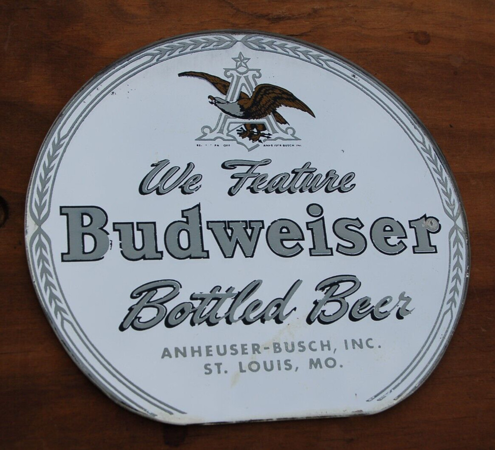 RARE ANTIQUE BUDWEISER MIRROR, 8 1/2” DIAMETER