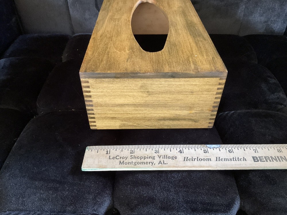 Tissue Box Cover Beautiful Corners Solid Stained Wood Vintage Rectangular MCM