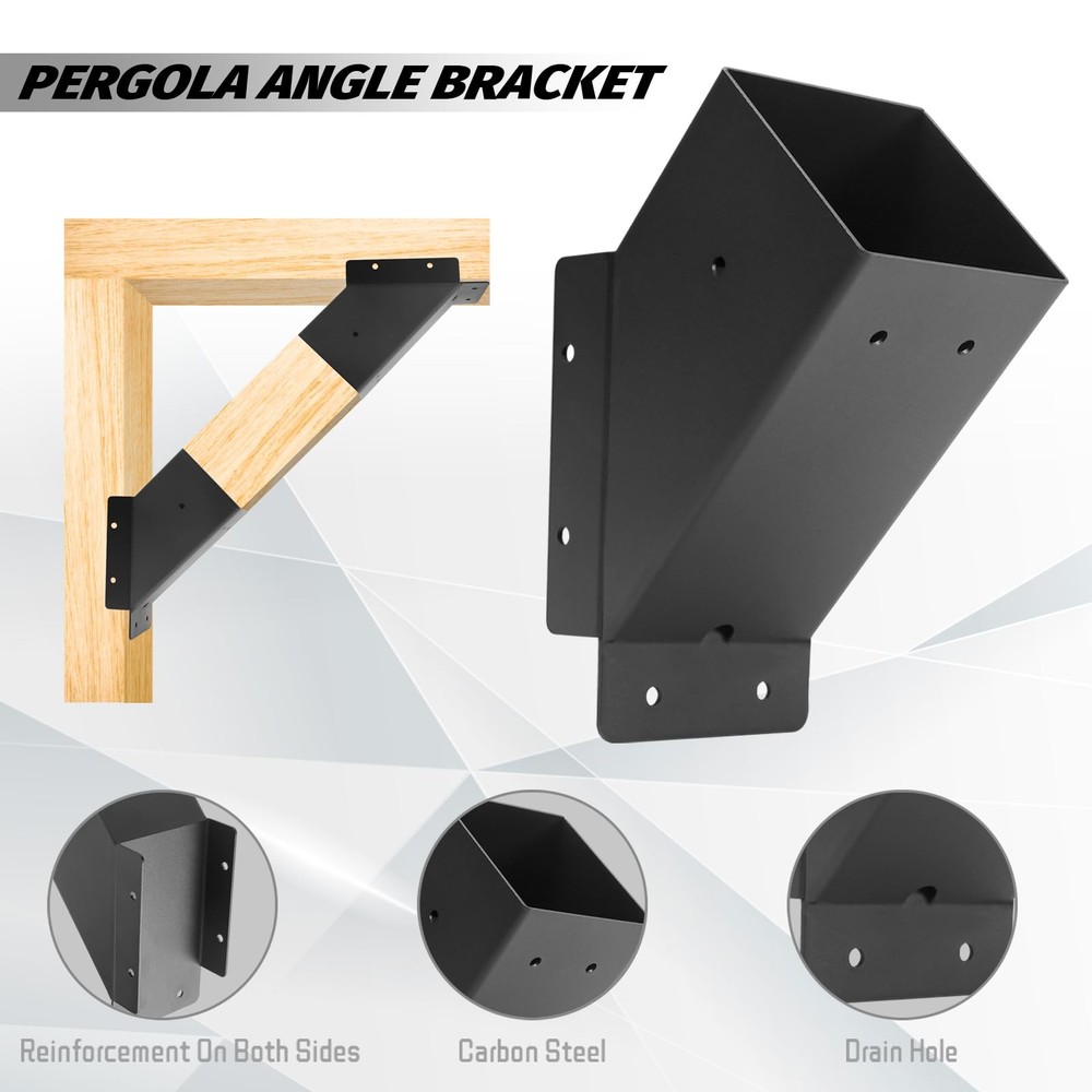 8 Pcs Pergola Angle Support Bracket,Reinforced 45-Degree Angle Bracket, for 4...