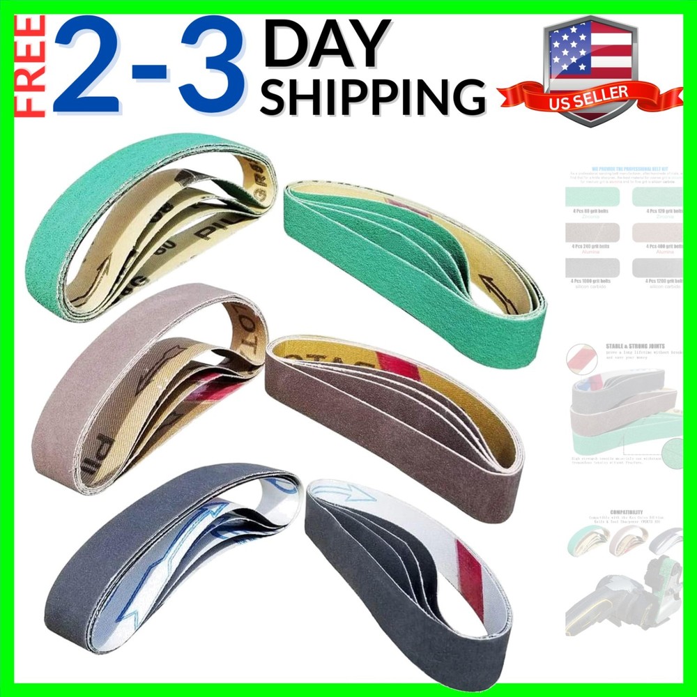 24 Pcs 3/4" x 12" Replacement Knife Sharpener Sanding Belt Kit for Work Sharp...