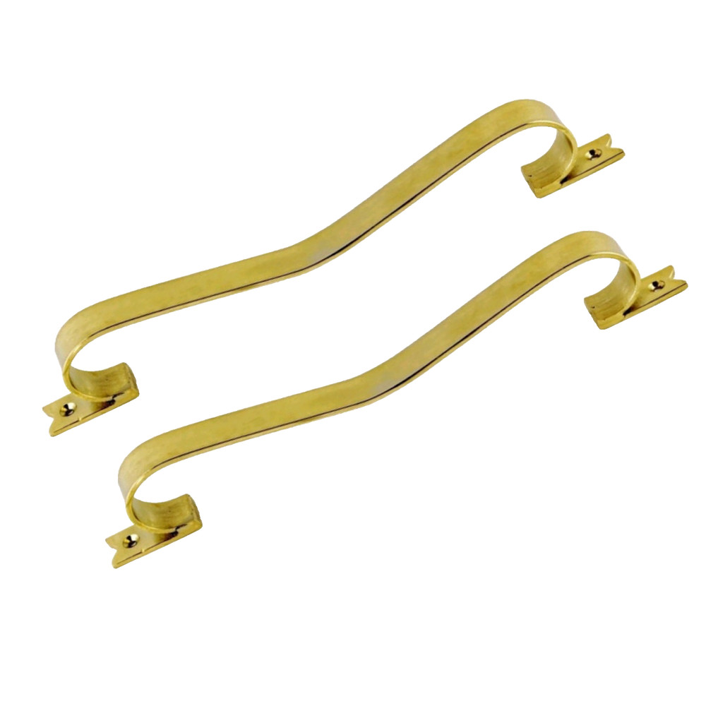 2 large D PULL 12" handle  heavy ribbon solid heavy brass old style kitchen GRAB