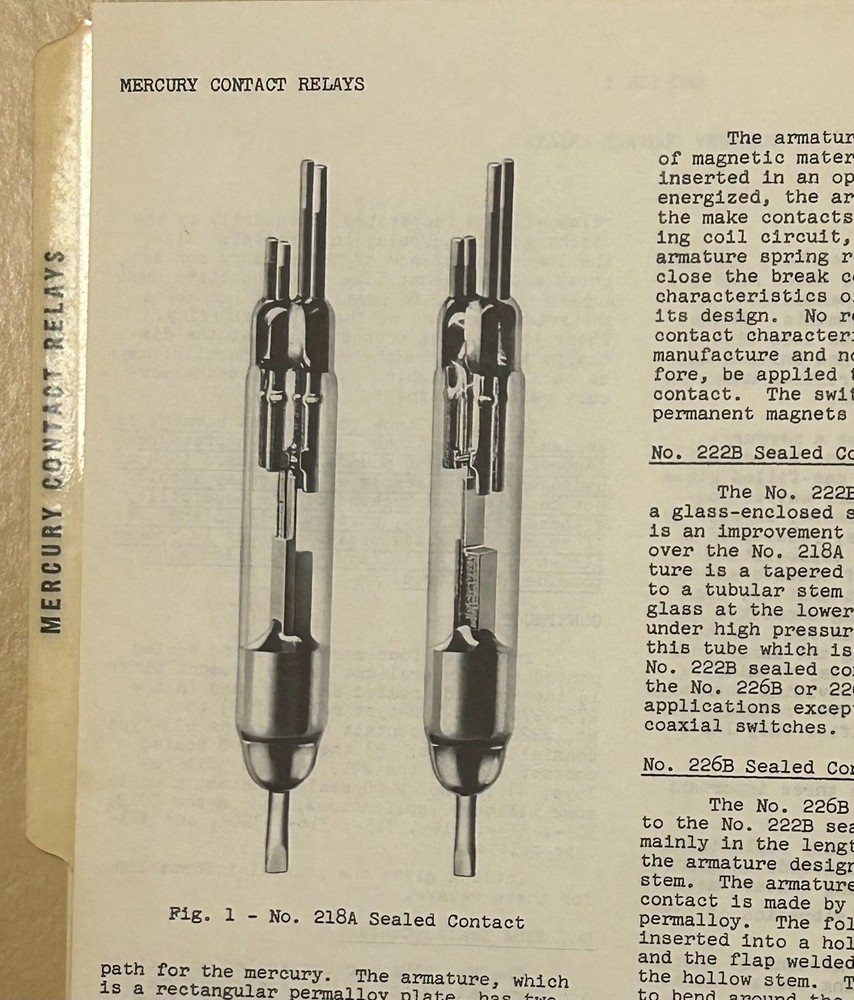 Bell Telephone Laboratories Sealed Contact Relays Engineering Reference Data '64