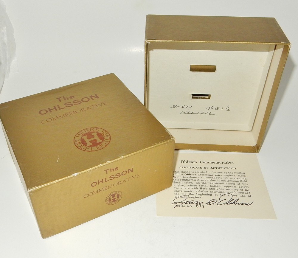Herb Wahl Ohlsson Commemorative .56 Spark Ignition Model Airplane Engine