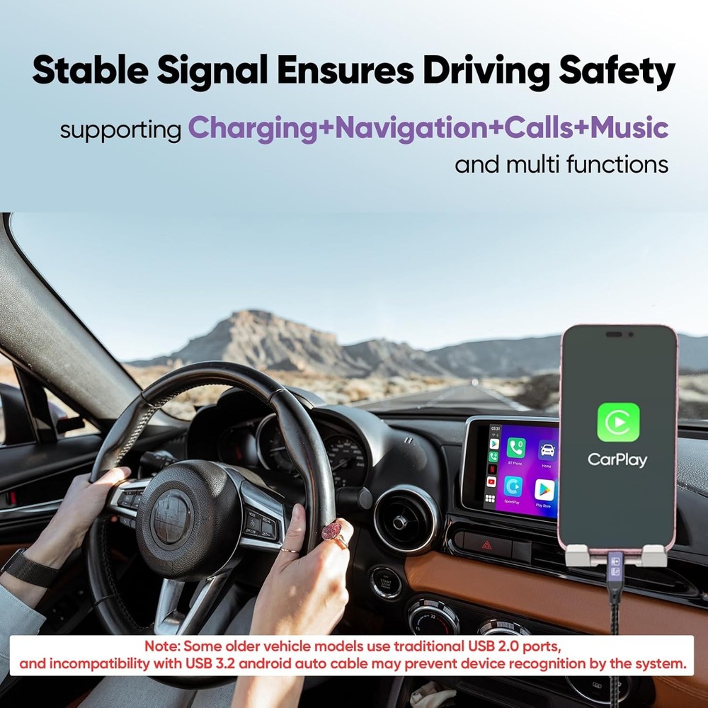 Android Auto USB Cable 3FT, Car CarPlay Cord, USB Type C 3.2 Gen2 10Gbps Data Tr